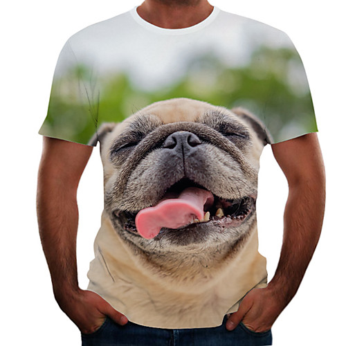 

Men's Graphic Animal T-shirt Basic Elegant Daily Going out Round Neck White / Short Sleeve