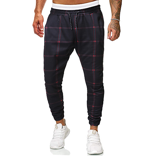 

Men's Basic Slim Chinos Sweatpants Pants - Plaid / Checkered Print Classic Black US34 / UK34 / EU42 / US36 / UK36 / EU44 / US38 / UK38 / EU46 / Drawstring / Elasticity