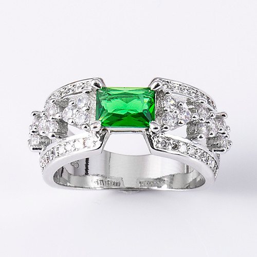 

Women's Ring Belle Ring AAA Cubic Zirconia 1pc Green Copper Silver-Plated Irregular Statement Luxury Party Evening Gift Jewelry Geometrical Wearable