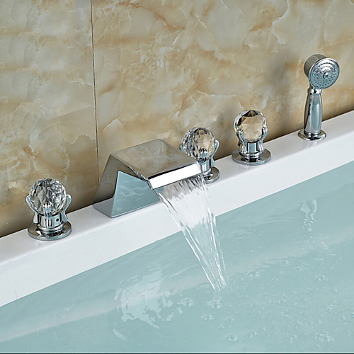 

Bathtub Faucet - Contemporary Chrome Tub And Shower Ceramic Valve Bath Shower Mixer Taps