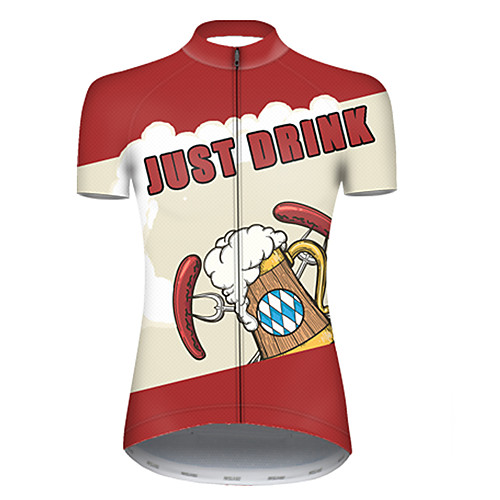 

21Grams Women's Short Sleeve Cycling Jersey Nylon Red / White Patchwork Oktoberfest Beer Bike Jersey Top Mountain Bike MTB Road Bike Cycling Quick Dry Breathable Sports Clothing Apparel