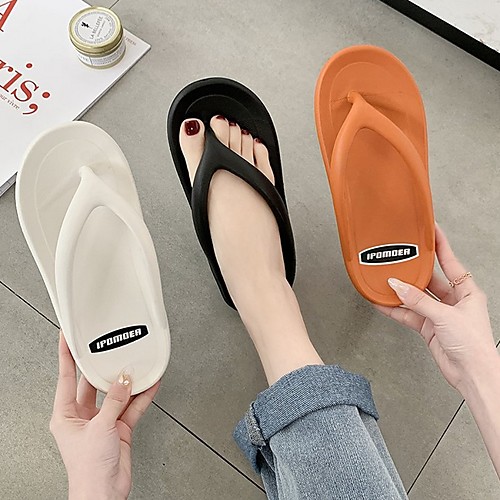 

Women's Slippers & Flip-Flops Summer Flat Heel Open Toe Daily PU White / Black / Yellow