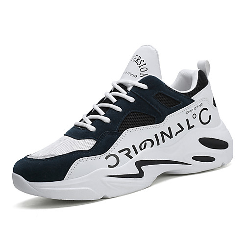 

Men's Spring & Summer Sporty Athletic Trainers / Athletic Shoes Running Shoes Mesh / PU Non-slipping White / Blue / White / Khaki