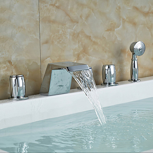 

Bathtub Faucet - Contemporary Chrome Tub And Shower Ceramic Valve Bath Shower Mixer Taps