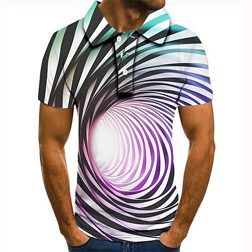 

Men's 3D Polo Basic Daily Shirt Collar Rainbow / Short Sleeve