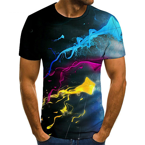 

Men's 3D T-shirt Basic Daily Round Neck Rainbow / Short Sleeve