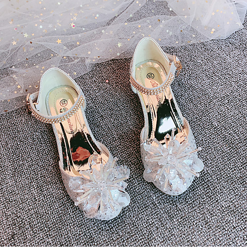 

Girls' Flower Girl Shoes Synthetics Sandals Dress Shoes Little Kids(4-7ys) / Big Kids(7years ) Crystal / Buckle / Sequin Silver Spring / Fall / Party & Evening / Color Block / Rubber