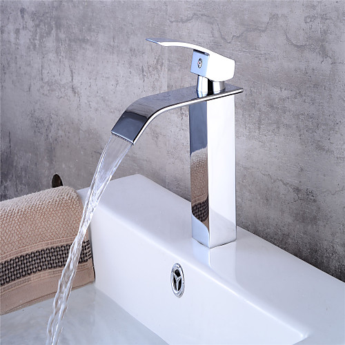 

Wide Mouth Single Hole Copper Basin Waterfall Faucet Bathroom Washbasin Waterfall Hot And Cold Faucet