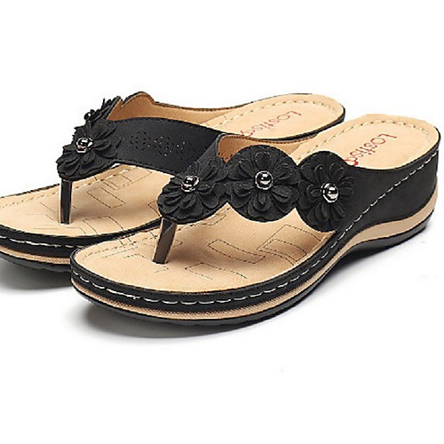 

Women's Sandals Wedge Sandals Flat Sandal Summer Wedge Heel Open Toe Daily PU Light Brown / Black / Red