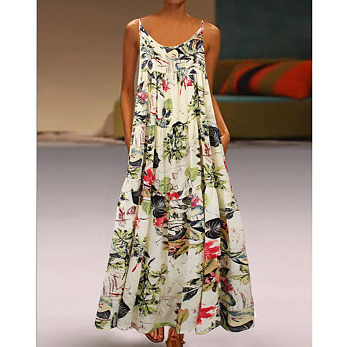 

Women's Strap Dress Maxi long Dress - Sleeveless Floral Summer Casual 2020 Red Yellow M L XL XXL XXXL XXXXL XXXXXL