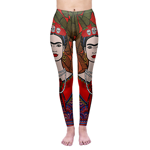 

Women's Yoga Pants 3D Print Red Elastane Yoga Running Fitness Tights Leggings Sport Activewear Quick Dry Tummy Control Butt Lift Moisture Wicking High Elasticity Skinny