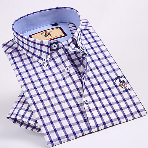 

Men's Shirt Plaid Print Short Sleeve Daily Tops Purple