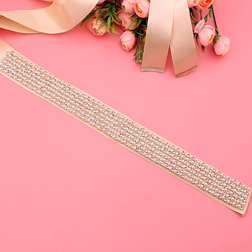 

Satin / Tulle Wedding / Party / Evening Sash With Belt / Appliques / Crystals / Rhinestones Women's Sashes