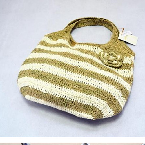 

Women's Flower Straw Top Handle Bag Color Block Light Green