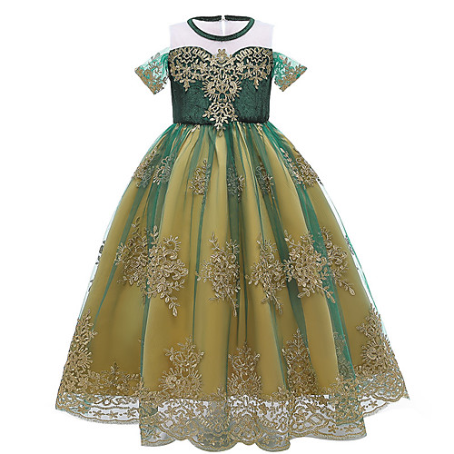 

Frozen Princess Anna Dress Girls' Movie Cosplay Vacation Dress Halloween Christmas Green Dress Christmas Halloween