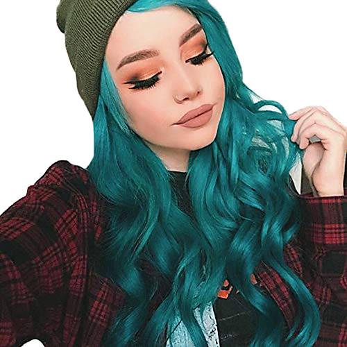 

Synthetic Lace Front Wig Wavy Middle Part Lace Front Wig Ombre Long Ombre Green Synthetic Hair 18-26 inch Women's Cosplay Soft Adjustable Green Ombre