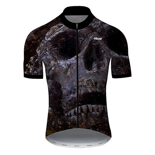 

21Grams Men's Short Sleeve Cycling Jersey Polyester Black / White Skull Bike Jersey Top Mountain Bike MTB Road Bike Cycling Breathable Quick Dry Ultraviolet Resistant Sports Clothing Apparel