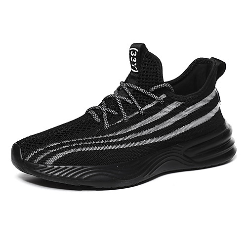 

Men's Fall Sporty / Casual Daily Outdoor Trainers / Athletic Shoes Running Shoes / Walking Shoes Tissage Volant Breathable Non-slipping Shock Absorbing White / Black / Beige Color Block