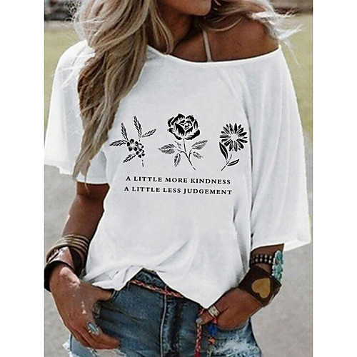 

Women's Floral T-shirt Daily White / Yellow / Blushing Pink / Fuchsia / Khaki / Light Blue