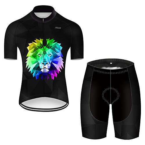 

21Grams Men's Short Sleeve Cycling Jersey with Shorts Polyester Black / Blue Gradient Animal Lion Bike Clothing Suit Breathable Quick Dry Ultraviolet Resistant Reflective Strips Sweat-wicking Sports