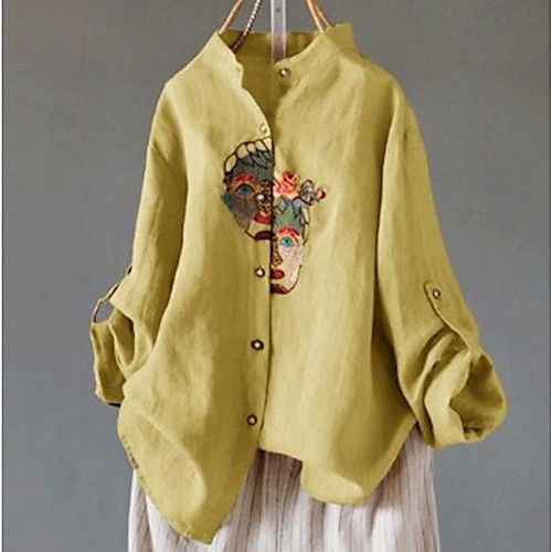 

Women's Portrait Loose Shirt - Cotton Daily White / Blue / Yellow