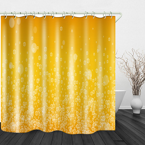 

Golden Bubblesshower Curtain Waterproof Polyester Cloth & Rustproof Copper Buckle Non-pollution Digital Printing