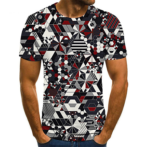 

Men's 3D T-shirt Basic Daily Round Neck Rainbow / Short Sleeve