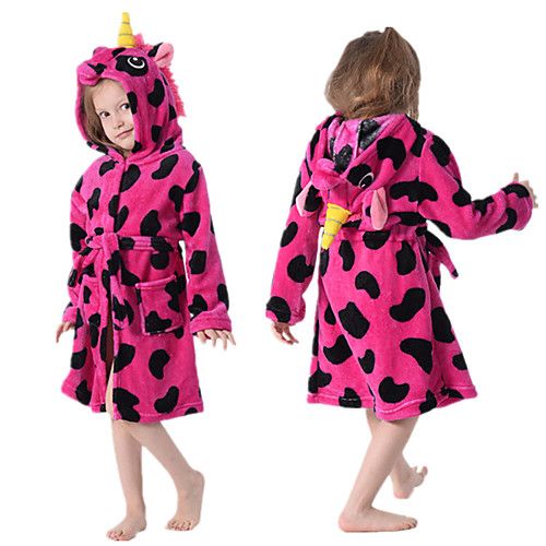 

Kid's Kigurumi Pajamas Bathrobe Oodie Unicorn Flying Horse Onesie Pajamas Flannelette Purple / Yellow / Light Purple Cosplay For Boys and Girls Animal Sleepwear Cartoon Festival / Holiday Costumes