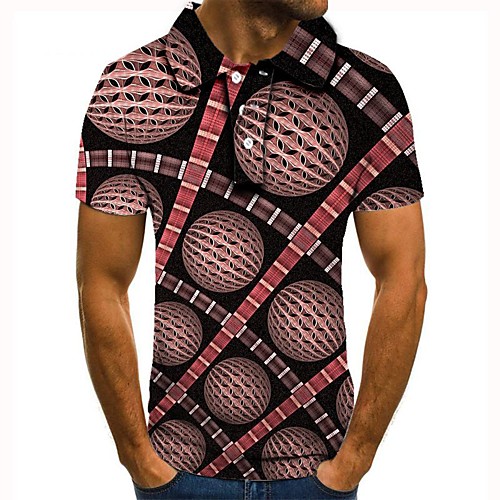 

Men's 3D Polo Basic Daily Shirt Collar Dusty Rose / Short Sleeve