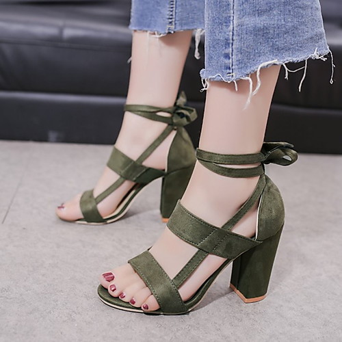 

Women's Sandals Summer Chunky Heel Open Toe Daily PU Wine / Black / Red
