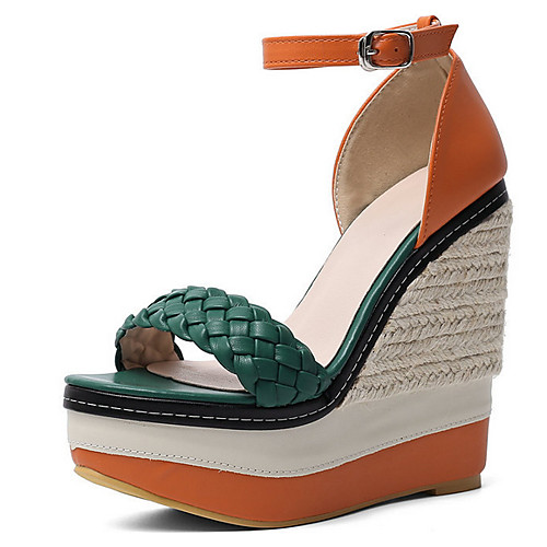 

Women's Sandals Wedge Sandals Summer Wedge Heel Peep Toe Daily Synthetics Red / Green