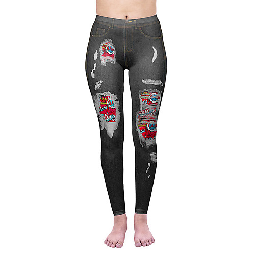 

Women's Yoga Pants 3D Print Black Elastane Yoga Running Fitness Tights Leggings Sport Activewear Quick Dry Tummy Control Butt Lift Moisture Wicking High Elasticity Skinny