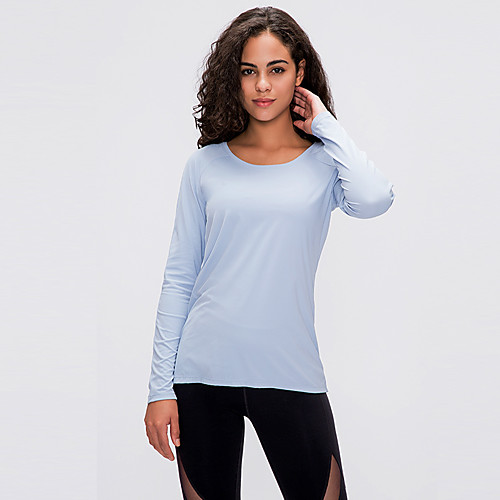

Women's Yoga Top Solid Color Black Light Grey Green Rose Red Gray Nylon Yoga Running Fitness Top Long Sleeve Sport Activewear Breathable Quick Dry Comfortable Stretchy