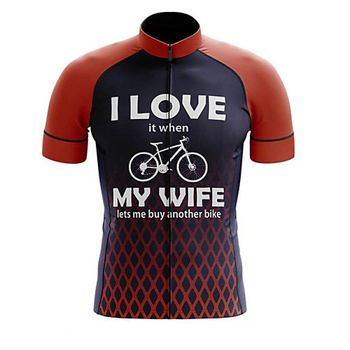 

21Grams Men's Short Sleeve Cycling Jersey Polyester Black / Red Plaid / Checkered Gradient Bike Jersey Top Mountain Bike MTB Road Bike Cycling UV Resistant Breathable Quick Dry Sports Clothing Apparel