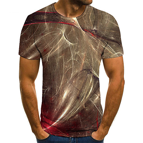 

Men's 3D T-shirt Basic Daily Round Neck Brown / Short Sleeve