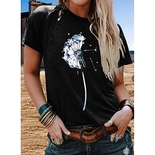 

Women's Floral T-shirt Daily White / Black / Navy Blue / Gray