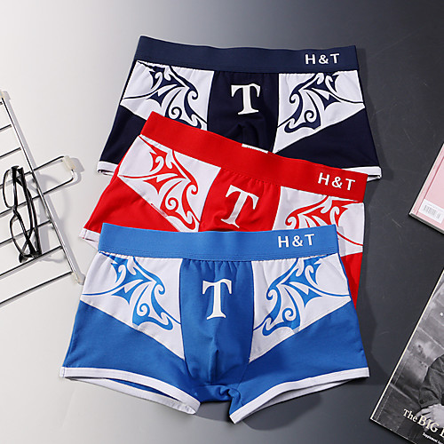 

Men's Sports Underwear Boxer Brief Trunks 1pc Cotton Sports Shorts Underwear Shorts Bottoms Running Walking Jogging Training Breathable Soft Print Fashion White Black Red Blue Dark Blue Gray