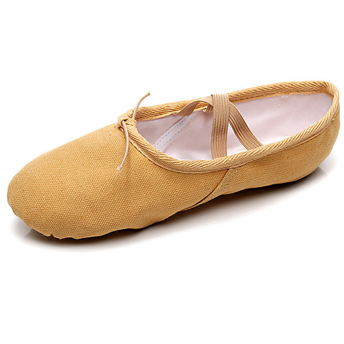 

Women's Ballet Shoes / Ballroom Shoes Canvas Lace-up Flat Flat Heel Customizable Dance Shoes Camel / Black / Red
