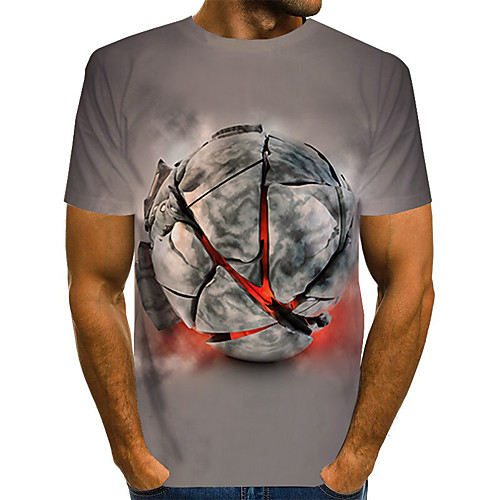 

Men's Plus Size 3D Print T-shirt Basic Daily Round Neck Gray / Short Sleeve