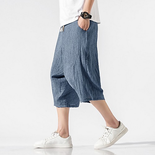 

Men's Sporty Chinoiserie Loose Chinos Pants - Solid Colored Drawstring Comfort Cotton Black Blue Dark Gray US32 / UK32 / EU40 / US34 / UK34 / EU42 / US38 / UK38 / EU46