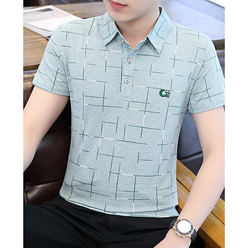 

Men's Graphic Embroidered Print Polo Business Basic Daily Work White / Black / Blushing Pink / Khaki / Green