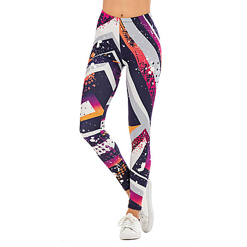 

Women's Yoga Pants 3D Print Purple Elastane Yoga Running Fitness Tights Leggings Sport Activewear Quick Dry Tummy Control Butt Lift Moisture Wicking High Elasticity Skinny