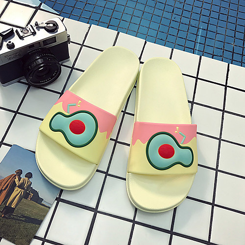 

Women's Slippers & Flip-Flops Spring & Summer Flat Heel Open Toe Daily Outdoor Rubber Yellow / Pink / Green