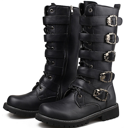 

Men's Fall & Winter Daily Boots Leather Mid-Calf Boots Black