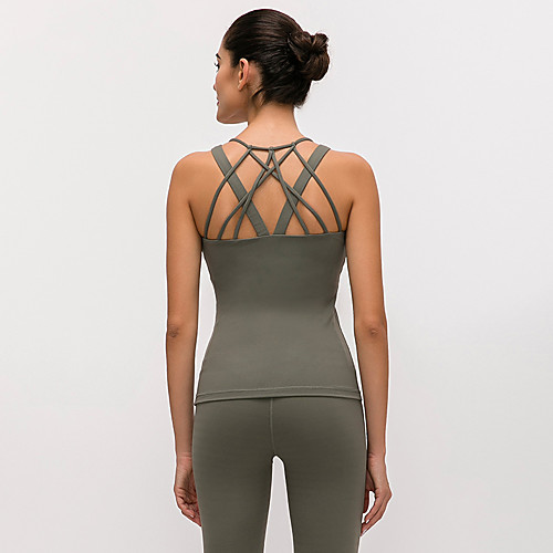 

Women's Padded Tank Top Solid Color Black Dark Purple Green Gray Elastane Yoga Running Fitness Top Sport Activewear Breathable Quick Dry Comfortable Stretchy