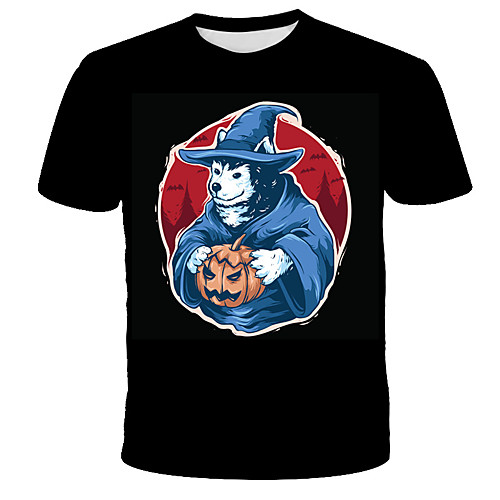 

Men's 3D Cartoon Print T-shirt Street chic Exaggerated Daily Holiday Round Neck Black / Short Sleeve