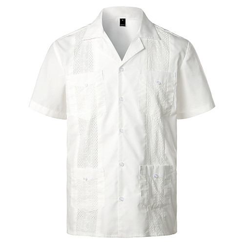 

Men's Tribal Shirt Basic Boho Daily Work White / Black / Khaki / Light Blue
