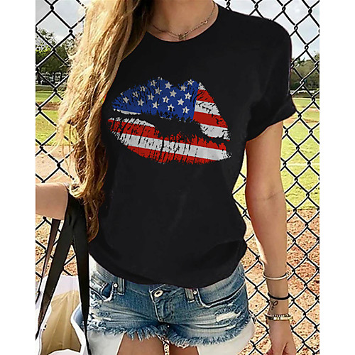 

Women's Plus Size 3D Print National Flag Pleated Print Loose T-shirt Street chic Exaggerated Daily Going out Rainbow