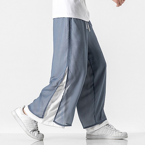 

Men's Sporty Chinoiserie Loose Chinos Pants - Multi Color Drawstring Comfort Cotton Black Blue Light gray US32 / UK32 / EU40 / US34 / UK34 / EU42