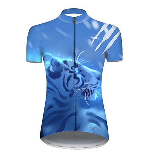 

21Grams Women's Short Sleeve Cycling Jersey Polyester Blue / White Galaxy Animal Tiger Bike Jersey Top Mountain Bike MTB Road Bike Cycling Breathable Quick Dry Ultraviolet Resistant Sports Clothing